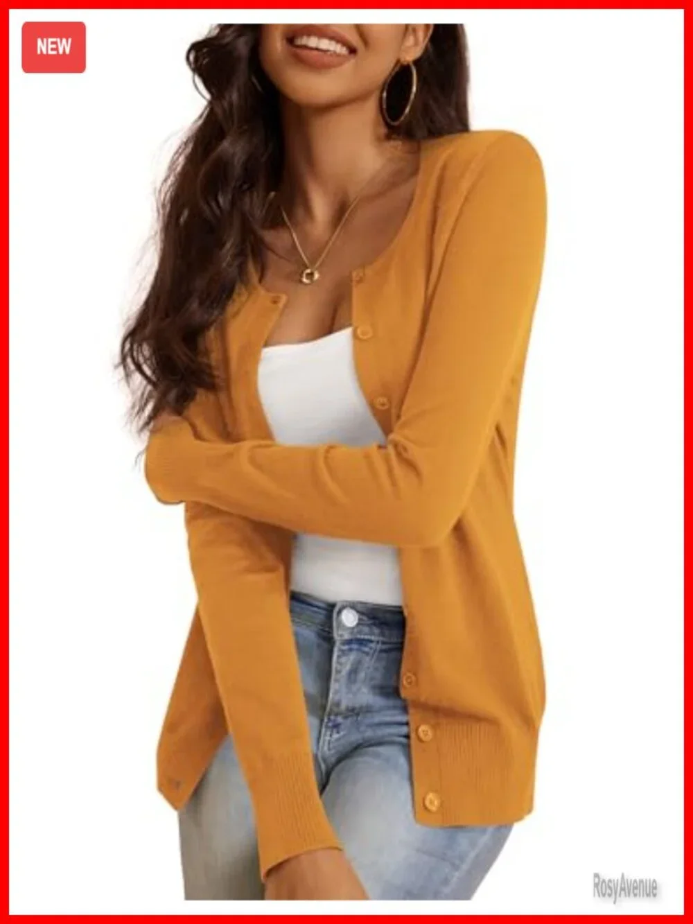 Slim Fit Crew Neck Button Down Long Sleeve Soft Knit Cardigan Sweater